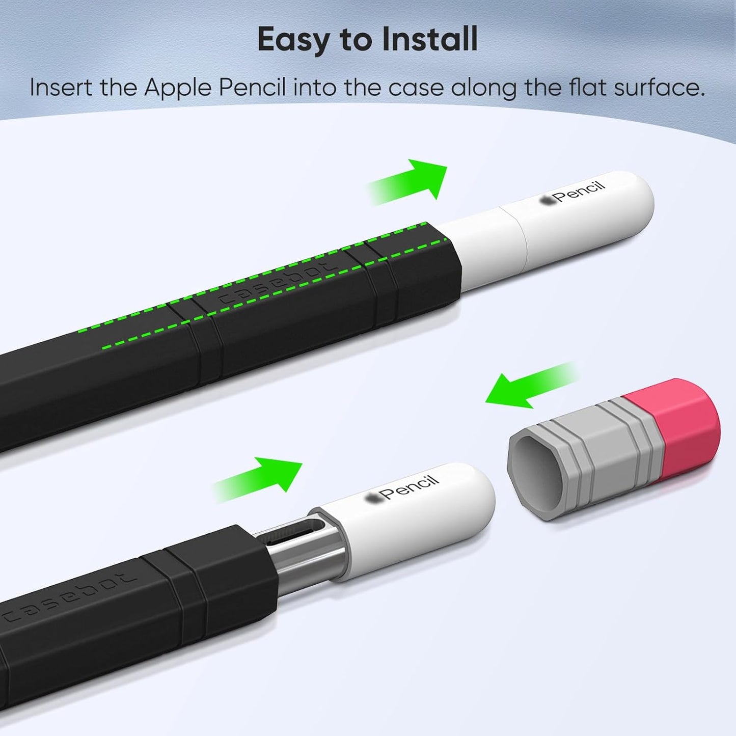 Fintie Silicone Sleeve for Apple Pencil (USB-C), Light Pen Skin Case Cover Soft Protective Anti-Slip Pencil Grip Holder, Supports Magnetic Attachment, Pink