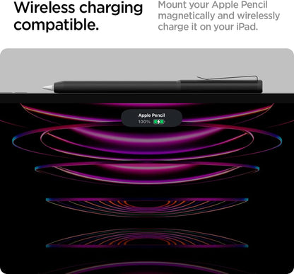 Spigen DA201 Apple Pencil Protective Case for Apple Pencil Pro and Apple Pencil 2nd Generation, Cover Sleeve with Clip and Grip, Compatible with Magnetic Charging and Double Tap - Black