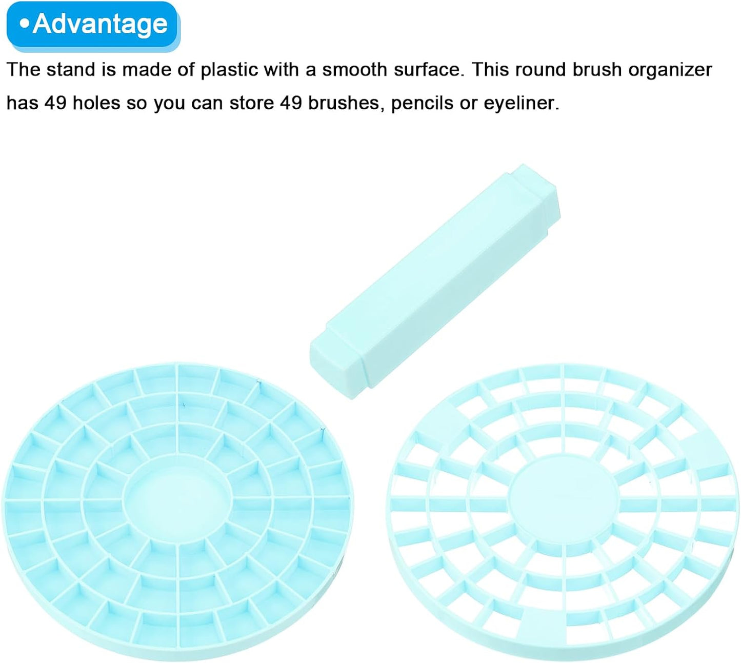 PATIKIL 1pcs White Minimalist Plastic Paint Brush Holder, 49 Holes Round Artist Desk Makeup Pencil Organizer