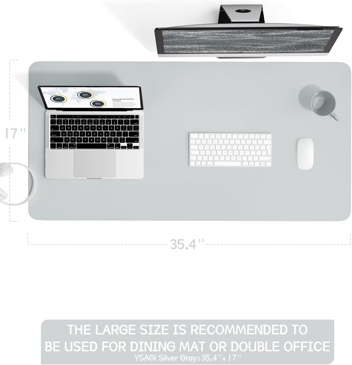 YSAGi Non-Slip Leather Desk Pad, Waterproof Laptop Computer Desk Keyboard Mat, Table Protector Blotter Mat, Large Mouse Pad for Office/Work/Home/Decor(Black, 31.5" x 15.7")