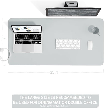 YSAGi Non-Slip Leather Desk Pad, Waterproof Laptop Computer Desk Keyboard Mat, Table Protector Blotter Mat, Large Mouse Pad for Office/Work/Home/Decor(Black, 31.5" x 15.7")