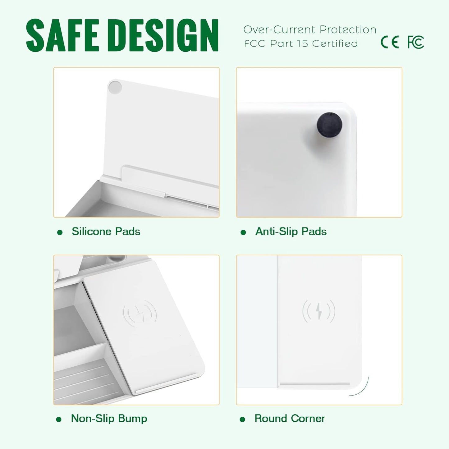 SELEAD Desktop Glass Whiteboard with Wireless Charger Station, Dry Erase Board Computer Pad Keyboard Stand with Organizer for Home, School, Office Desk Accessories, Black