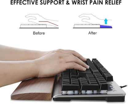 Linkidea Keyboard Wrist Rest, Full-Size Gaming Mechanical Keyboard Wrist Rest Pad, Support Cushion Pad for Office, Computer, Laptop Typing (Brown Walnut)