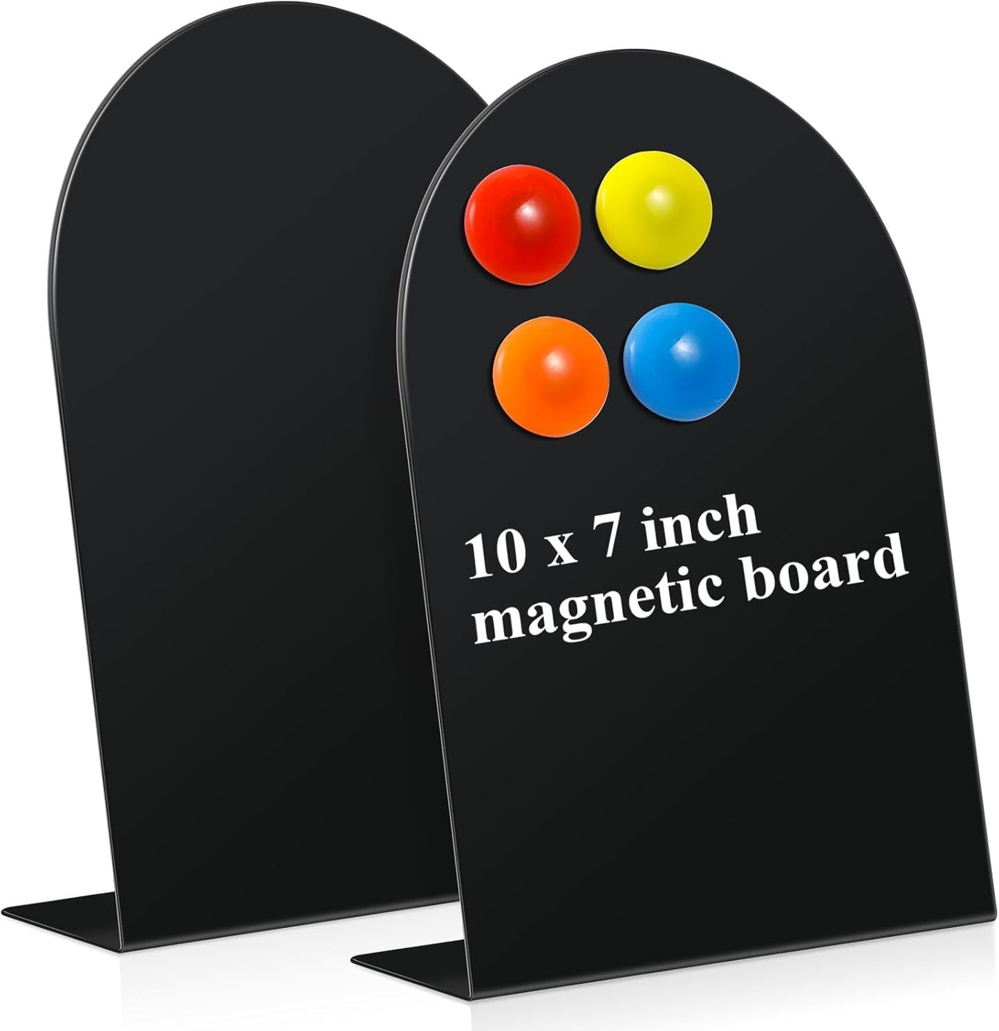 Shimeyao 2 Pcs Pink Magnetic Bulletin Board for Tabletops with 8 Magnets 10x7 Inch Memo Display Easel Stand for Home Office School Kitchen Table Supplies (Arched)