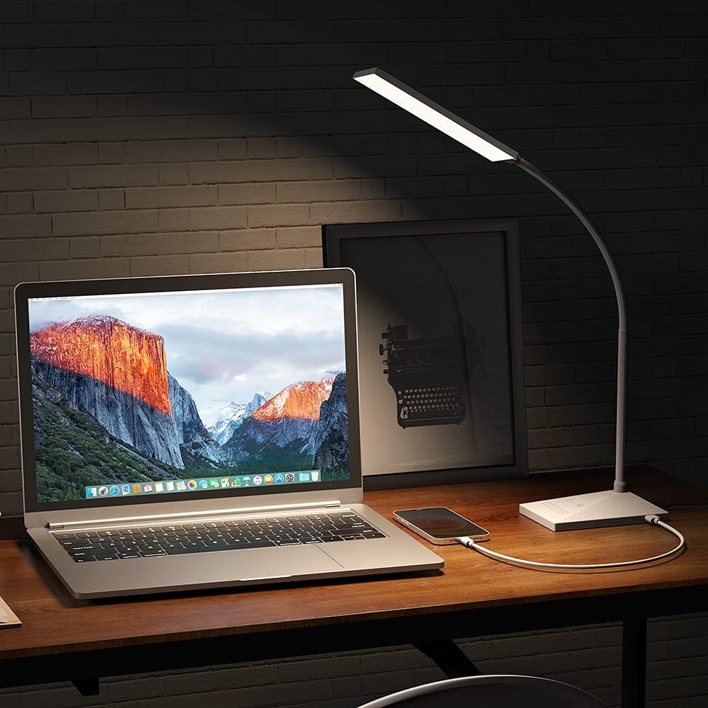 Vansuny Clip on Light LED Desk Lamp with Eye-Caring LED Light and Metal Clip, 6 Level Brightness 3 Color Modes, Power by USB Port 5W Adjustable Neck Reading Lamp for Home and Office (5W, Black)