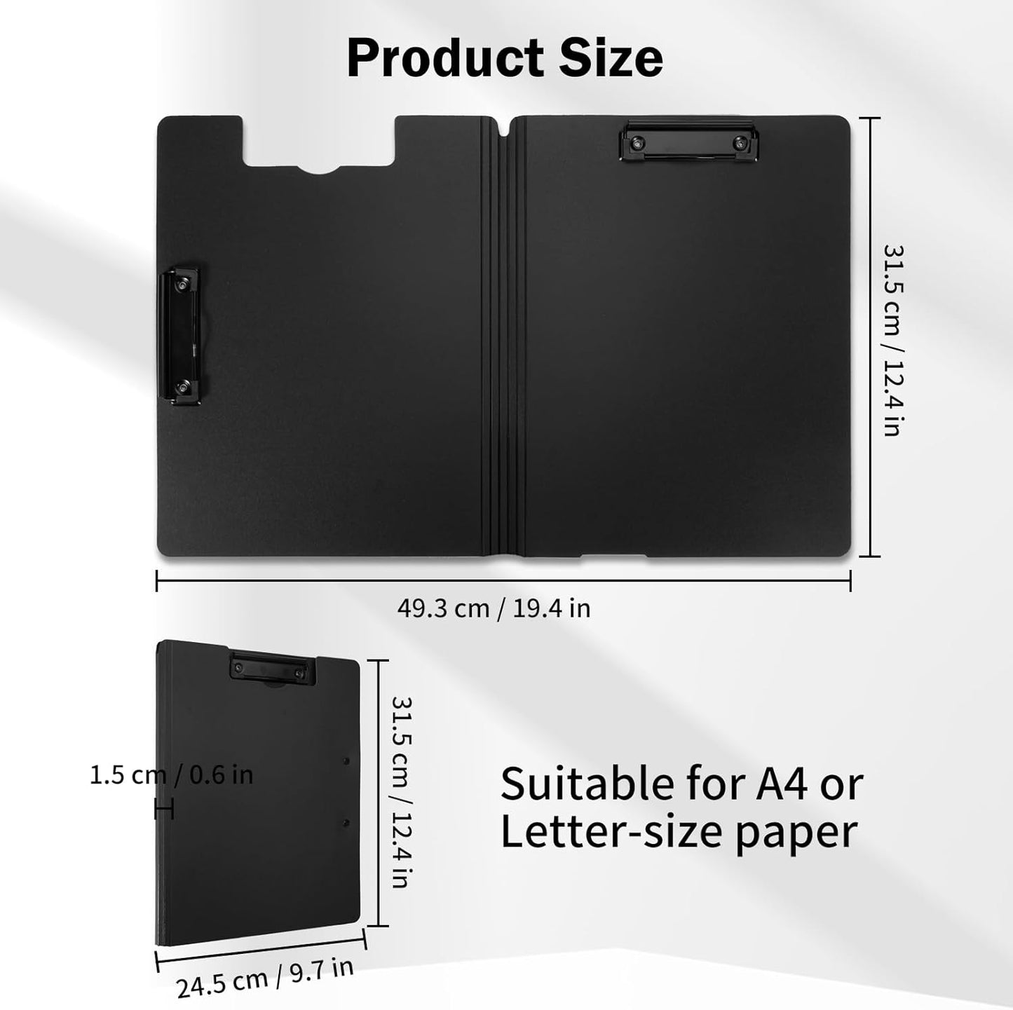 SITHON Foldable Clipboard Folder with Pen Slot, 360° Rotating PP Writing Pad with Dual Low Profile Metal Clips, Durable A4/Letter Size Document Folder for Nurses Classroom Business Office