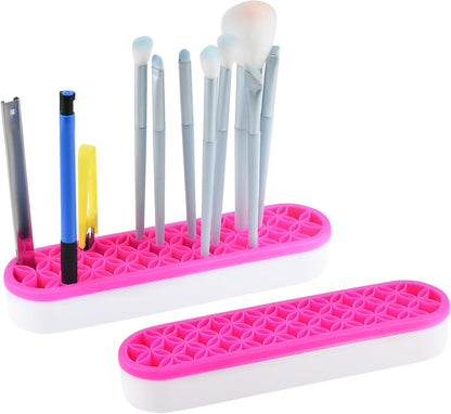 2 PCS Multi-Purpose Cosmetic Storage Box, Desktop Organizers Silicone Make Up Brush Storage Stand, Desktop Storage Box for Eyeliner Pencil, Art Supplies, Painting Brush (Grey)