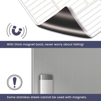 ALEZEL Magnetic Weekly Calendar Whiteboard for Fridge, Refrigerator Dry Erase Weekly White Board, Includes Magnetic Weekly Planner for Fridge with 2 List Boards, 4 Markers + Eraser
