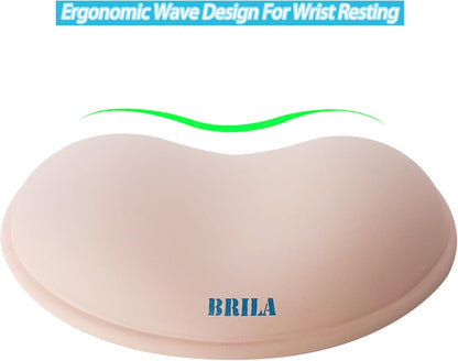 BRILA Ergonomic Silicone Mouse Wrist Rest, Cooling Silica Gel PU Leather Mouse Wrist Support Pad for Office Work and Laptop Computer Gaming