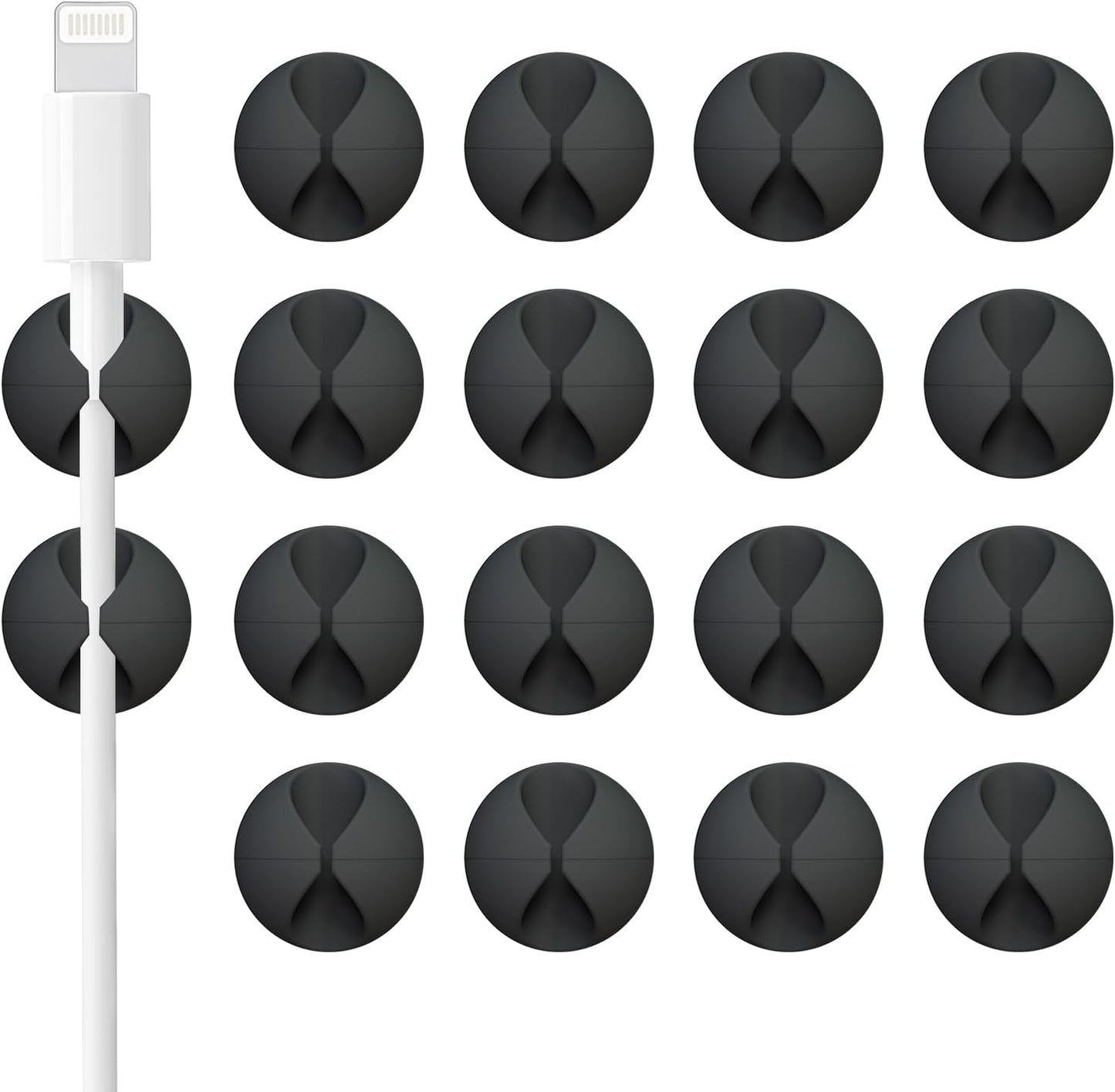 12 Pack Cable Clips, Znben Cord Organizer Holder Adhesive Cable Management Charger Wire Holder Clips for Desk, Home, Office, Car, Cubicle, Nightstand Black