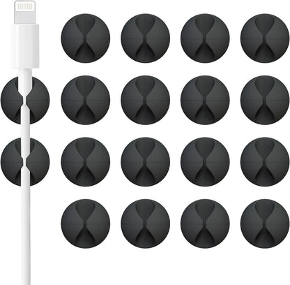 12 Pack Cable Clips, Znben Cord Organizer Holder Adhesive Cable Management Charger Wire Holder Clips for Desk, Home, Office, Car, Cubicle, Nightstand Black