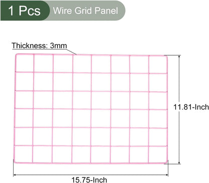 YOKIVE Iron Wire Grid Panel, Decorative Panels Board | Photo Pictures Display Holders Hanging Frame for Home Office (Black, 16"x12")
