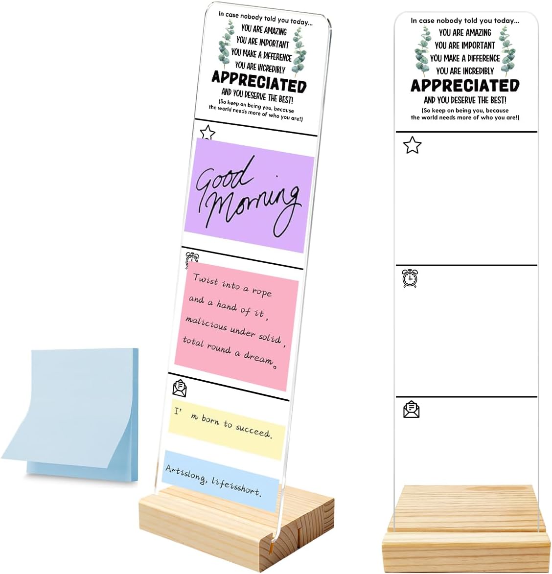 Monitor Memo Board with Removable Wooden Base Acrylic Portable Sticky Note Holder, It's Fine I'm Fine Everything is Fine Logo Office Desk Desk Set Sticky Notes 100 Sheets