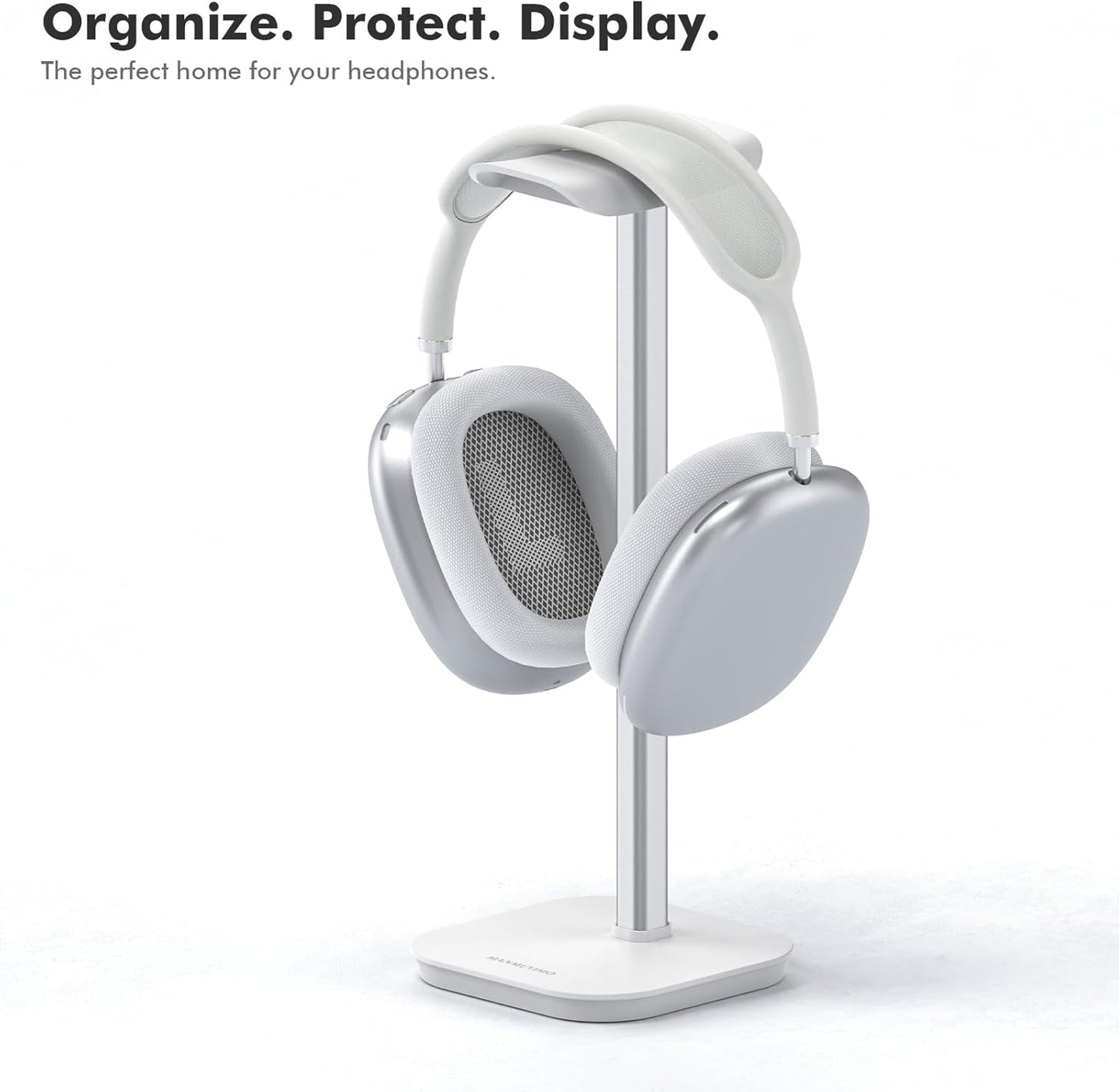 Headphone Stand, Desktop Headset Holder Heavy Base Desk Earphone Stand Aluminum Gaming Headset Hanger Rack Compatible with AirPods Max, AirPods Pro, Sony, Beats, Bose, Razer (White)