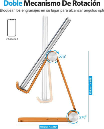 OMOTON Foldable Cell Phone Stand, C4 Portable Aluminum Phone Holder, Adjustable Phone Dock Cradle for iPhone 17/16/15 Pro Max Air, Small Tablets, Smart Phones, Women Men Gift for Fathers Day, Silver