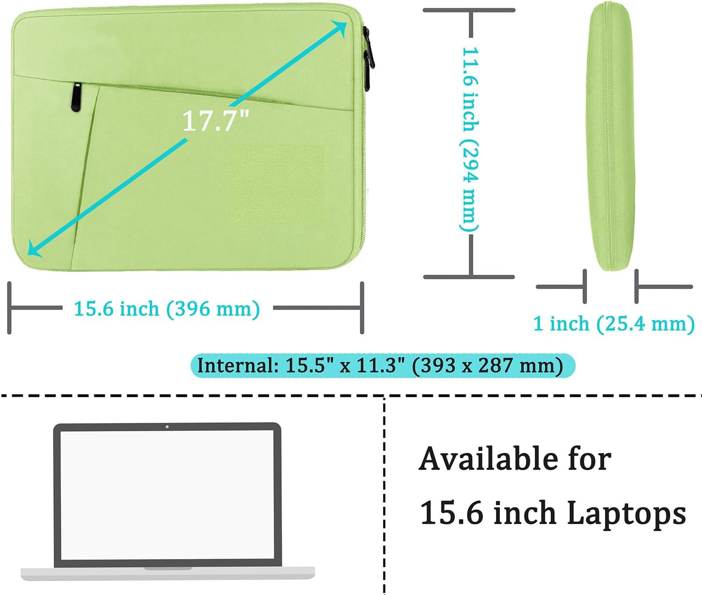 Laptop Case Sleeve 15.6 inch, Durable Shockproof Protective Computer Carrying Cover with Front Pocket, Briefcase Handbags Laptop Sleeve Bag for 15.6 inch HP, Dell, Acer, Asus, Notebook, Black