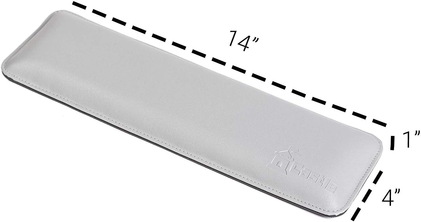 Bailey Compact by Castle - Wrist Rest for Keyboards with Around 61 Keys - Leather Ergonomic Computer Extra Firm Keyboard Wrist Support for Typists, Gaming, Heavy Office Use (Stone, Compact Size)
