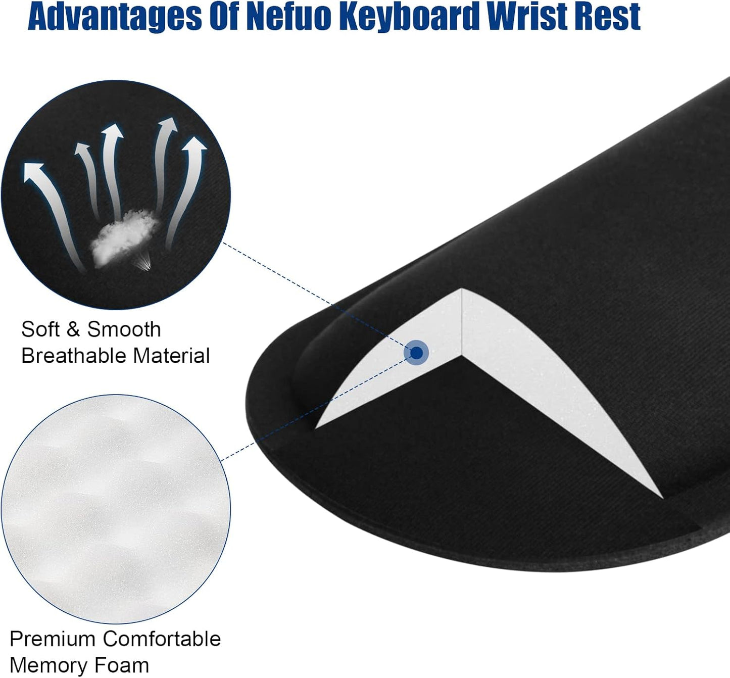 Keyboard Wrist Rest, Gel Memory Foam Keyboard Pad with Wrist Support for Easy Typing & Pain Relief, Comfortable Keyboard Rest Suit for Computer, Laptop, Office & Home (Black)