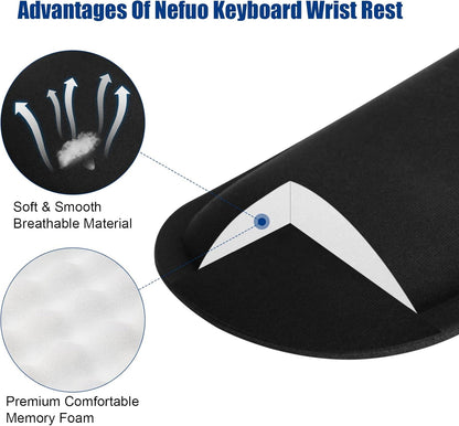 Keyboard Wrist Rest, Gel Memory Foam Keyboard Pad with Wrist Support for Easy Typing & Pain Relief, Comfortable Keyboard Rest Suit for Computer, Laptop, Office & Home (Black)
