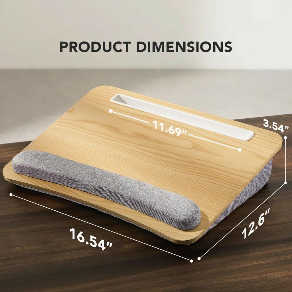 HUANUO Laptop Lap Desk - Portable Lap Desk with Pillow Cushion, Fits up to 15.6 inch Laptop, with Anti-Slip Strip & Storage Function for Home Office Students Use as Computer Laptop Stand, Book Tablet