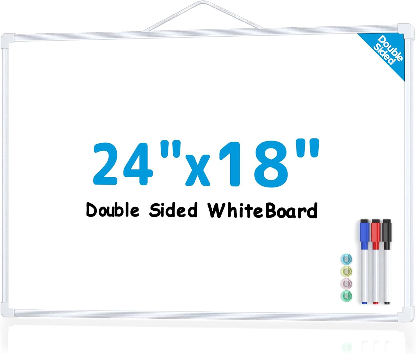 MaxGear Double-Sided Dry Erase Board for Wall, 16"x12" Hanging Whiteboard, Small Dry Erase White Board with 3 Markers and 4 Magnets, Portable Whiteboard for Planning, Drawing, Memo, to Do List