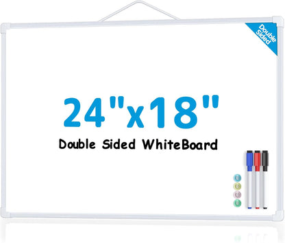 MaxGear Double-Sided Dry Erase Board for Wall, 16"x12" Hanging Whiteboard, Small Dry Erase White Board with 3 Markers and 4 Magnets, Portable Whiteboard for Planning, Drawing, Memo, to Do List
