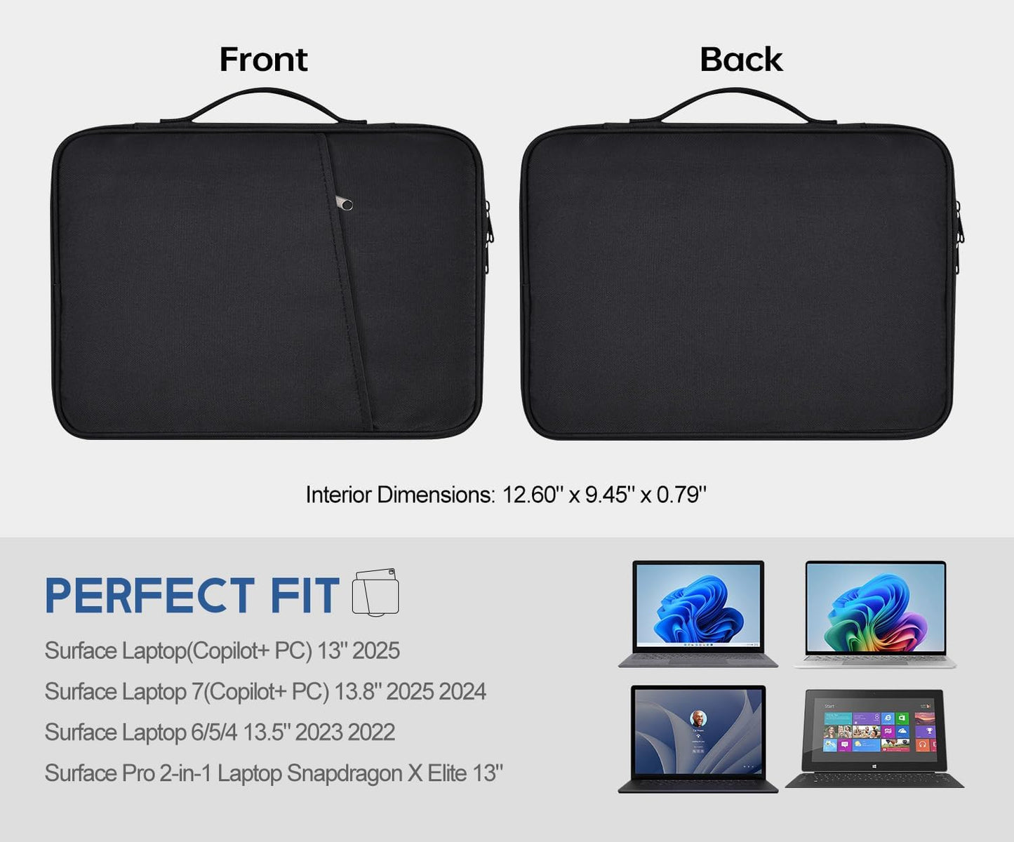 13 inch iPad Pro Case, Padded Travel Carrying Sleeve for iPad Pro 13-in M5 M4 & iPad Air 13-in M2 M3 M4(2026) w/Magic Keyboard, Water-Resistant Shockproof iPad Soft Bag Cover Accessory Pocket -Black
