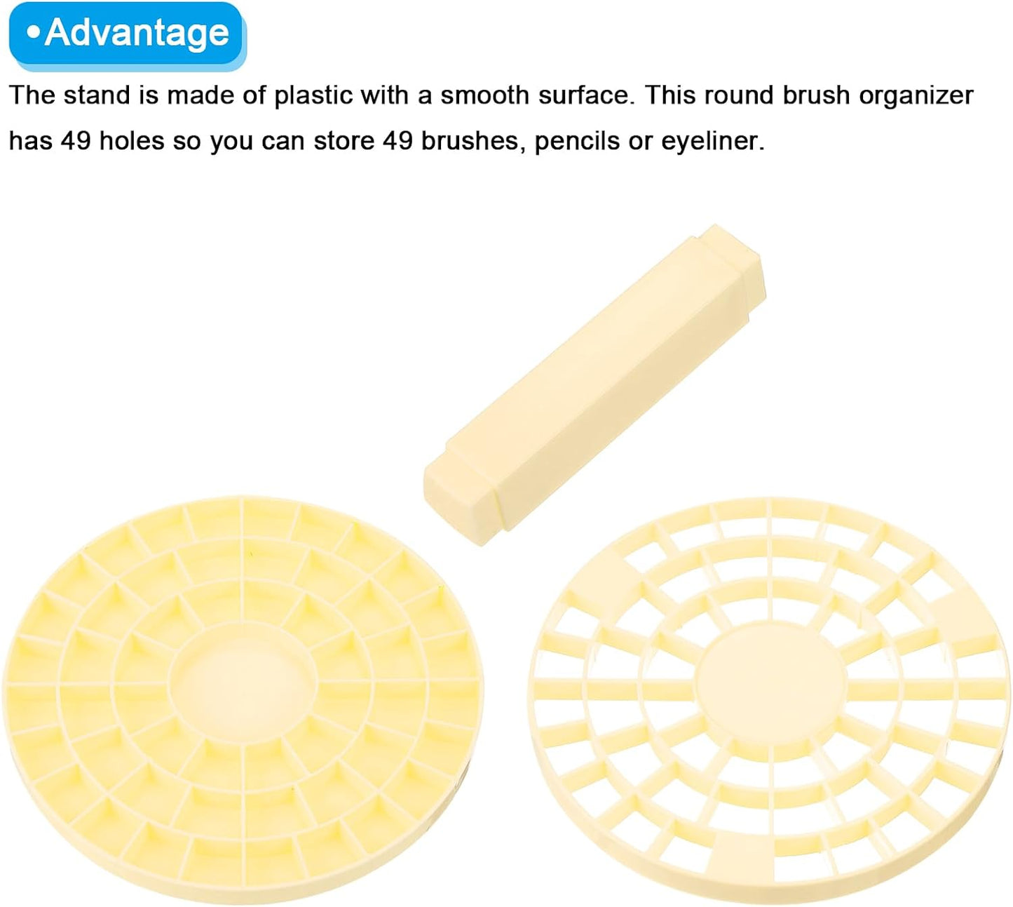PATIKIL 1pcs White Minimalist Plastic Paint Brush Holder, 49 Holes Round Artist Desk Makeup Pencil Organizer