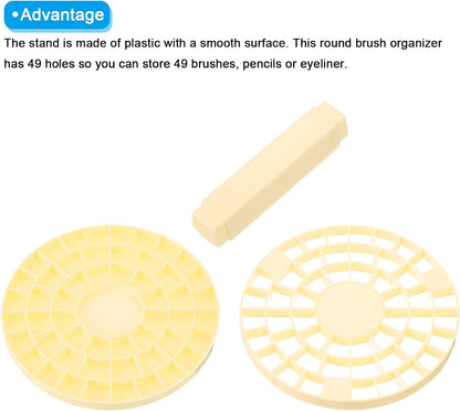 PATIKIL 1pcs White Minimalist Plastic Paint Brush Holder, 49 Holes Round Artist Desk Makeup Pencil Organizer