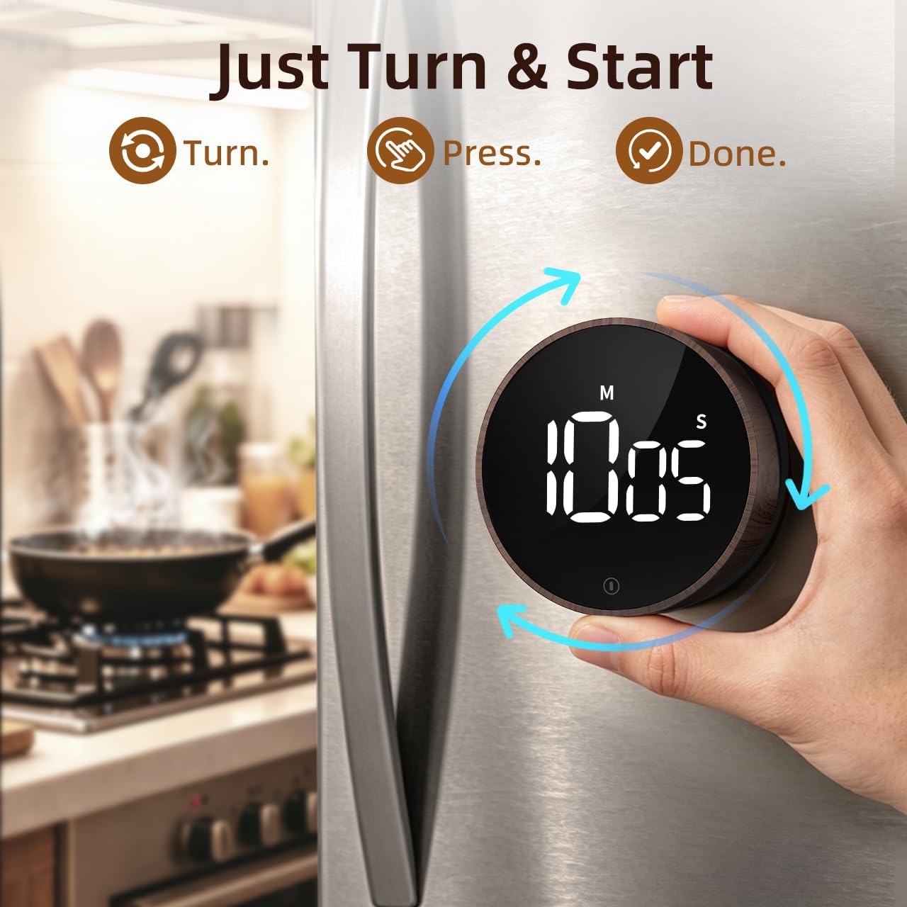 VOCOO Digital Kitchen Timer - Magnetic Countdown Countup Timer with Large LED Display Volume Adjustable, Easy for Cooking and for Seniors and Kids to Use (Space Grey)