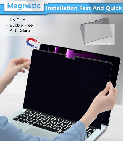 PYS Magnetic Laptop Privacy Screen Filter 15.6 Inch 16:9 - Detachable Computer Screen Privacy Shield, Anti-Glare Blue Light, Removable 15.6" Screen Protector for Lenovo, HP, Dell, Acer, ASUS