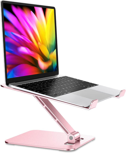 RIWUCT Foldable Aluminum Alloy Laptop Stand for Desk, Height Adjustable Ergonomic Computer Stand for Laptop, Portable Laptop Riser Holder Notebook Mount Compatible with MacBook Pro Air/HP/Dell 10-16"
