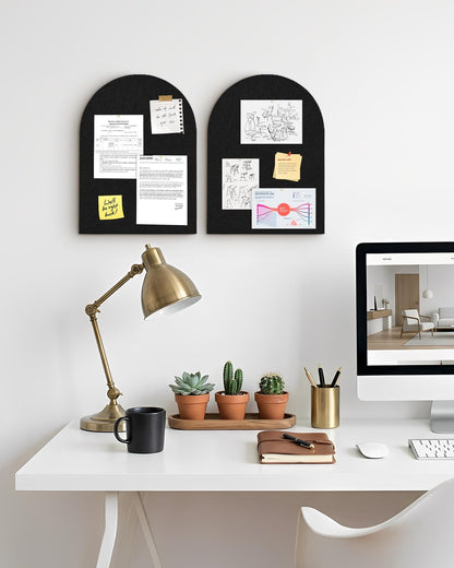 Arched Felt Bulletin Board, Cork Board Alternative for Wall, 10.6in x 14.6in Self-Adhesive Pin Board, 0.35" Thick 2 Pack for Home Office Decor (Camel-2727-2p)
