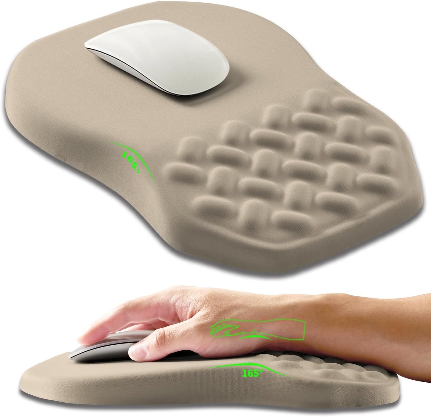 Ergonomic Slope Mouse Pad Wrist Support, Wrist Rest Mousepad for Carpal Tunnel Pain Relief with Massage Bulge and Slow Rebound Memory Foam (12x8 inch, Black)