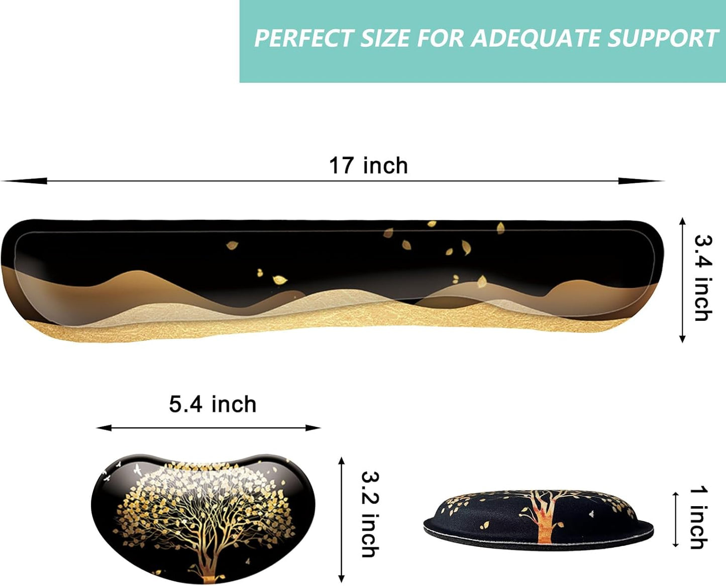 Keyboard Wrist Rest Mouse Wrist Support Set, Memory Foam Wrist Rest Pad for Computer Laptop Keyboard Mouse, Ergonomic Wrist Cushion Support for Typing Pain Relief, Gaming Home Office, Flowers Grass