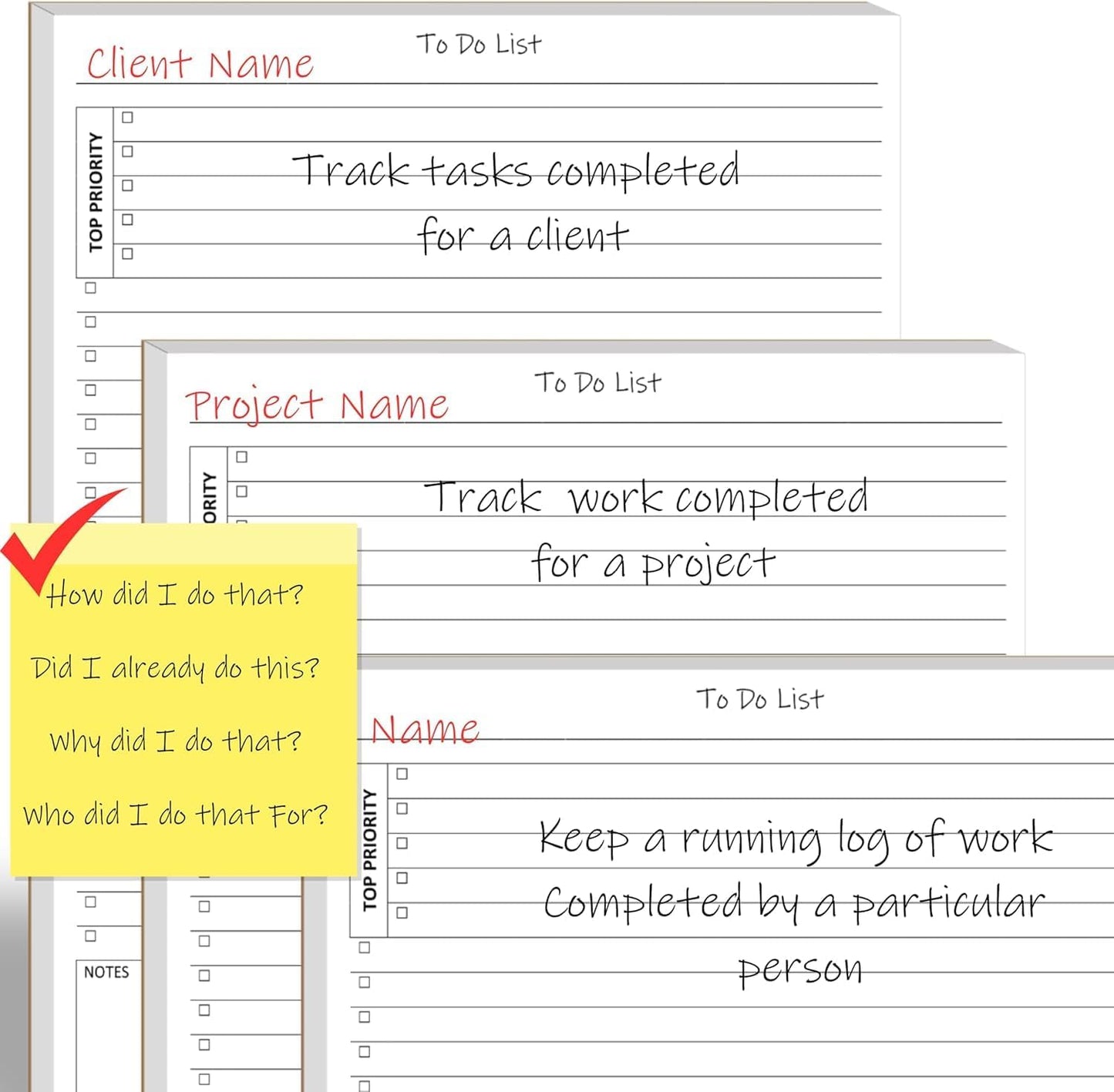 TO DO List Planner Notepad, 60 Page Planning Pad. Undated ToDo Checklist w/Priority & Note Sections. Organize & Track Projects, Clients or Daily Tasks. 8.5 X 11, A4 Tear Sheets.