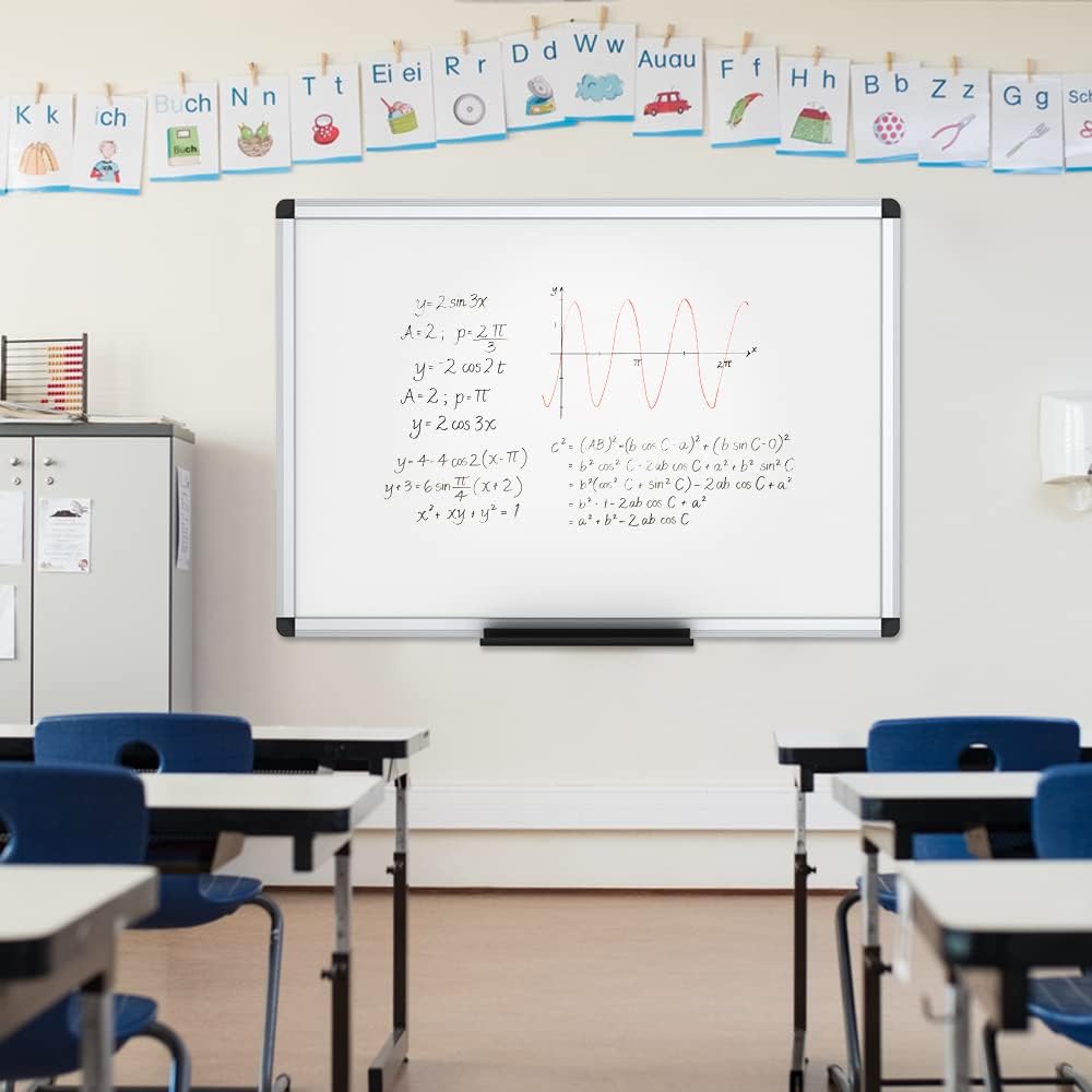 VIZ-PRO Magnetic Dry Erase Board, 24 X 18 Inches, Silver Aluminium Frame