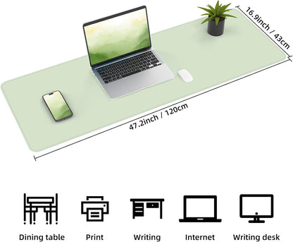 AFIING Large Desk Mat 47" x 17", Dual-Sided Natural Cork & PU Leather Desk Pad, Non-Slip Waterproof Mouse Pad for Office, Home & Gaming, Black