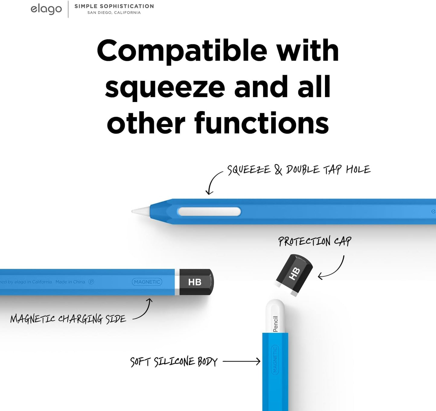 elago Compatible with Apple Pencil Pro Case & Apple Pencil 2nd Generation Case, Compatible with Magnetic Charging, Double Tap, Squeeze, Haptic (Must Read Installation Instructions) [Lovely Pink]