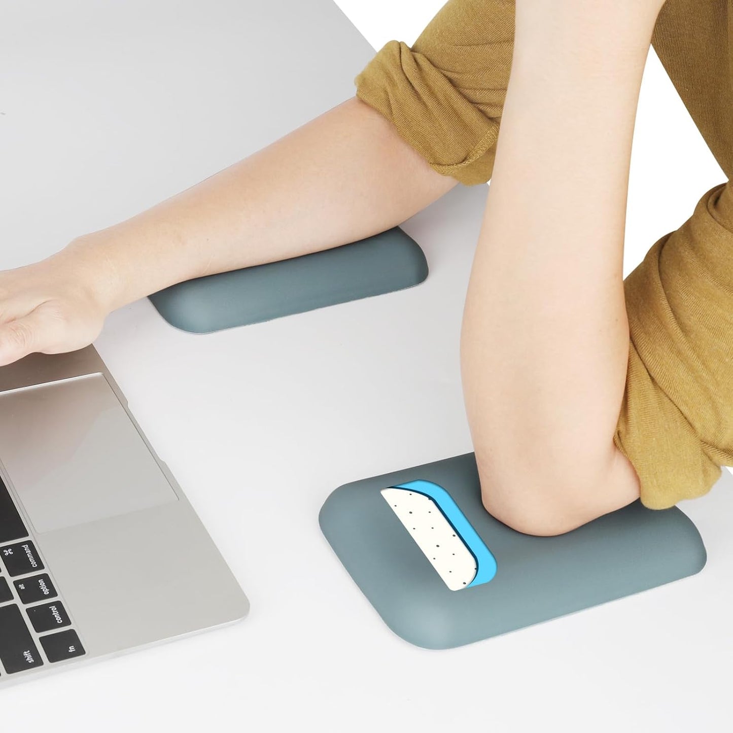 Leolee Elbow Rest Pads for Desk, Black Ergonomic Arm Rest Pads with Memory Foam & Non-Slip Base, Armrest Cushion Support Pad Relieve Elbow and Wrist Pain for Computer, Office, 2 Packs