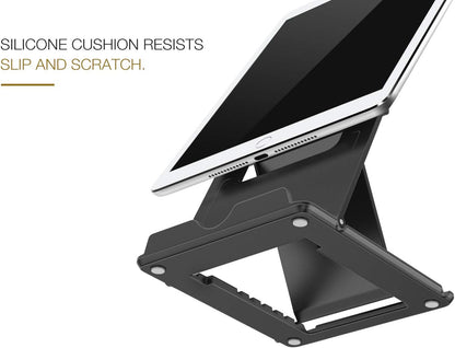 MoKo Phone/Tablet Stand, Foldable Tablet Holder Compatible with iPhone 17/17 Air/17 Pro/17 Pro Max, iPhone 16/Pro/Pro Max/Plus, iPhone 15/Pro/Pro Max/Plus, iPhone 14/Pro/Pro Max/Plus, Black