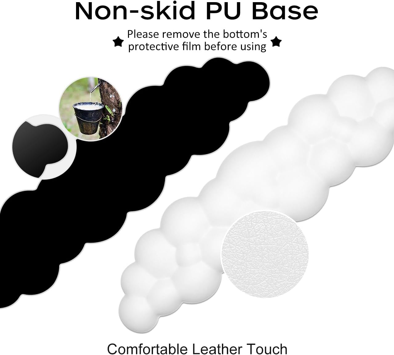 JIKIOU Upgrade Leather Cloud Keyboard Wrist Rest, Cloud Wrist Rest with Non-Slip PU Base, Comfortable Memory Foam Wrist Rest for Computer Laptop Mac Gaming Office and Pain Relief Christmas Wish Gift