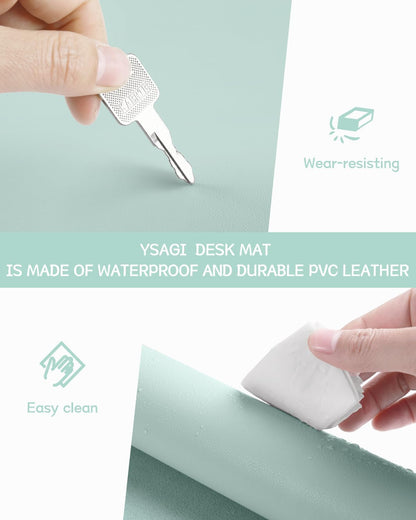 YSAGi Non-Slip Leather Desk Pad, Waterproof Laptop Computer Desk Keyboard Mat, Table Protector Blotter Mat, Large Mouse Pad for Office/Work/Home/Decor(Black, 31.5" x 15.7")