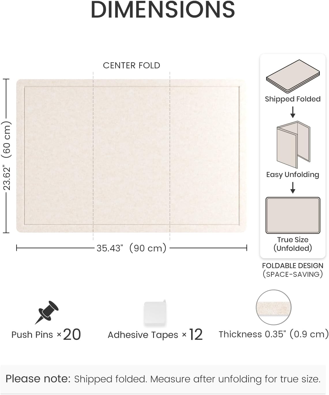 Fluxynara Bulletin Board, 23.6" x 17.5" Cork Board Alternative with 12 Safe Removable Adhesive Tabs, Foldable Felt Pin Board for Home Office, Classroom, Bedroom,Entryway for Walls—Sage