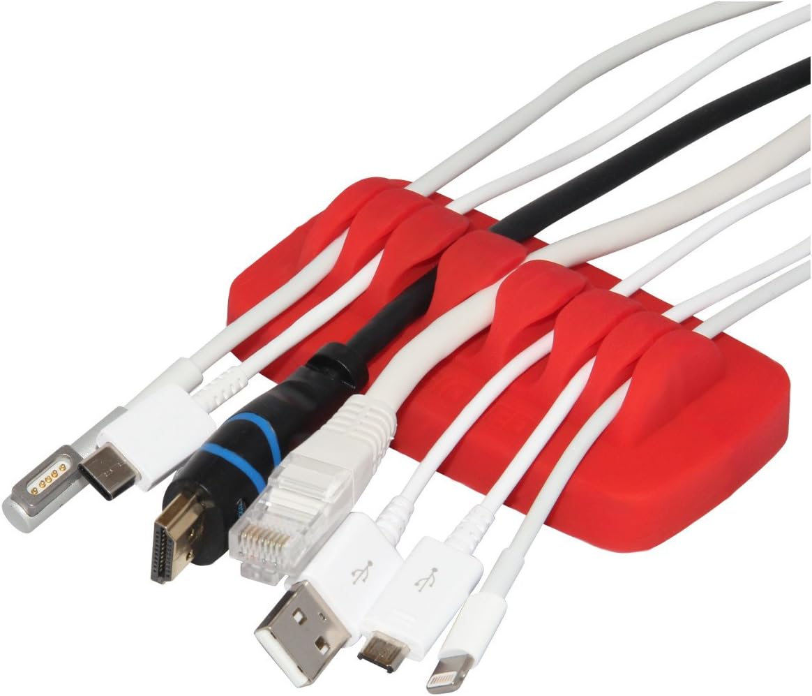 Desktop Cable Organizer, Weighted, Eco-Friendly Silicone, No Bad Smell, Bundled with 4 Reusable Cable Ties (Black)