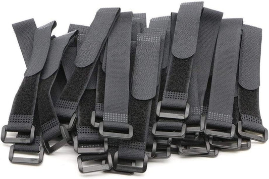 25pcs Black Reusable Fastening Cable Straps, Hook and Loop Cable Tie Down Straps 1" x 12"