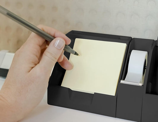 Bostitch Office Konnect Sticky Note Holder + Business Card Stand, Includes Pen Holders, Black