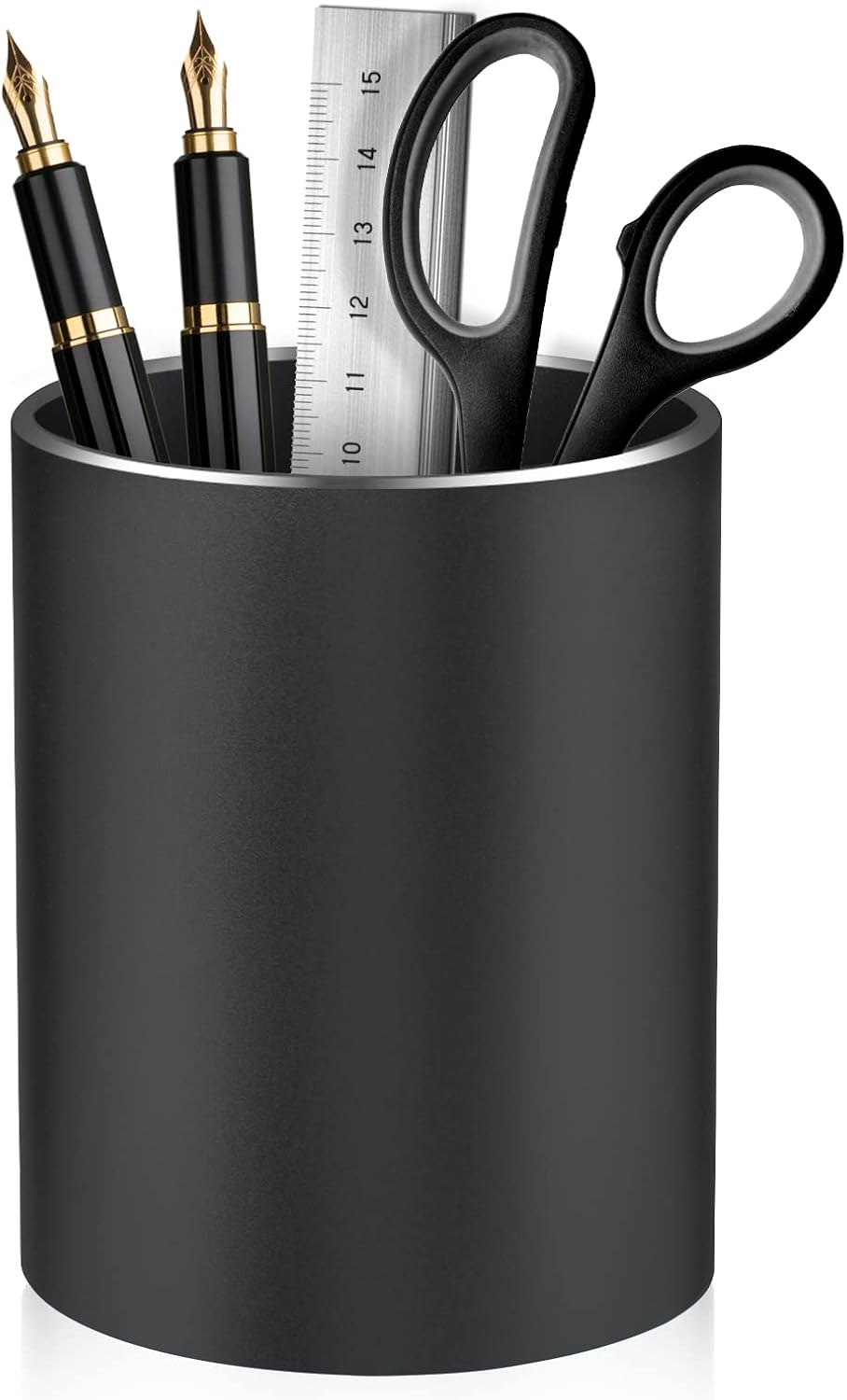 Pen Holder Pencil Holder for Desk, Metal desk pen holder, Makeup Brush Holder, pencil cup, pen organizer for desk, for Office, School, Home, and Kids 3.9×3.14inch（Silver）