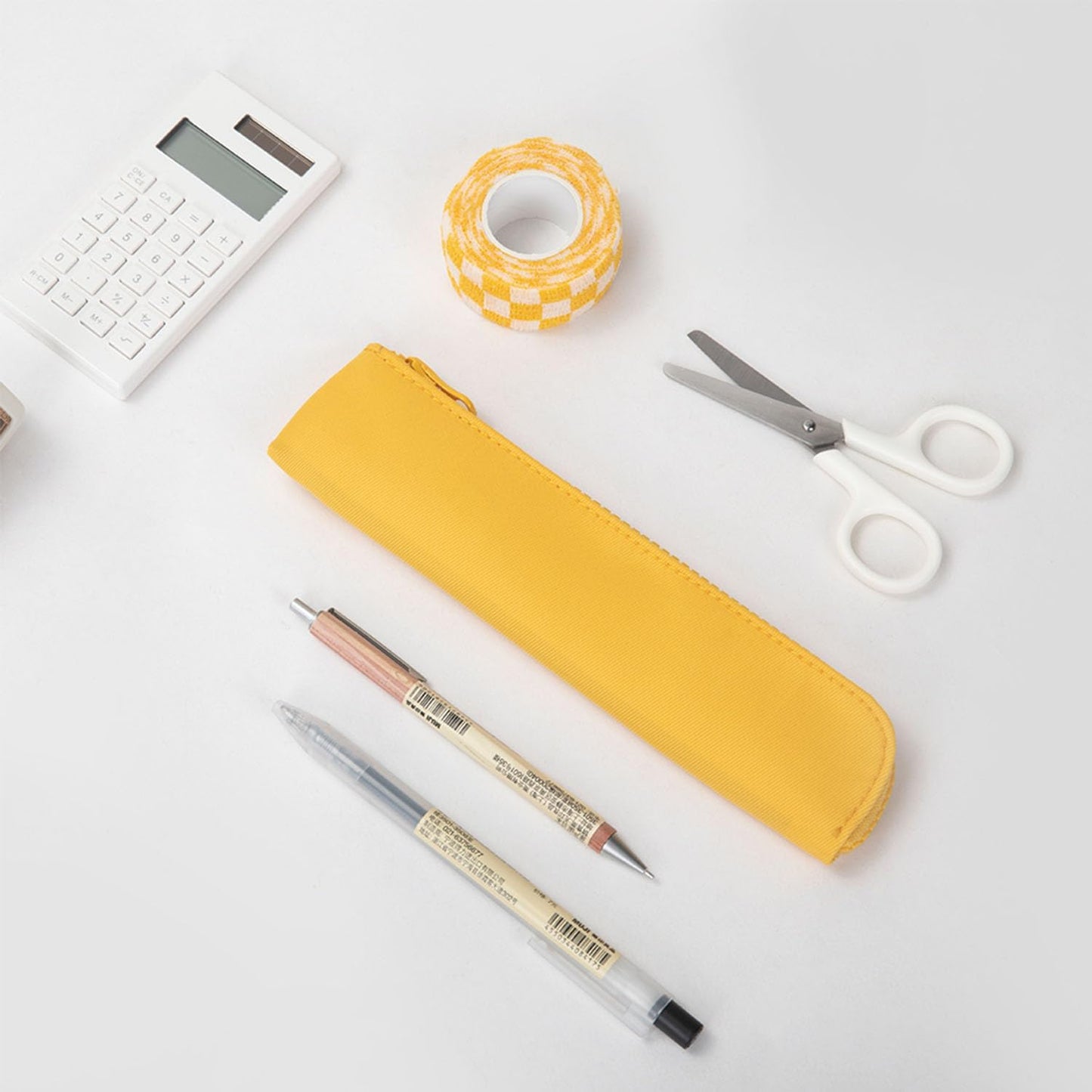 Canvas Pencil Case Small Pencil Pouch Slim Lightweight Pen Case Holder Cute Zipper Bag for School Office
