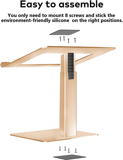 Laptop Stand for Desk, Ergonomic Sitting and Standing Laptop Riser for Notebook MacBook 11-17 Inches，DJ Laptop Stand Adjustable Height from 7-15 Inches Aluminum(Black)